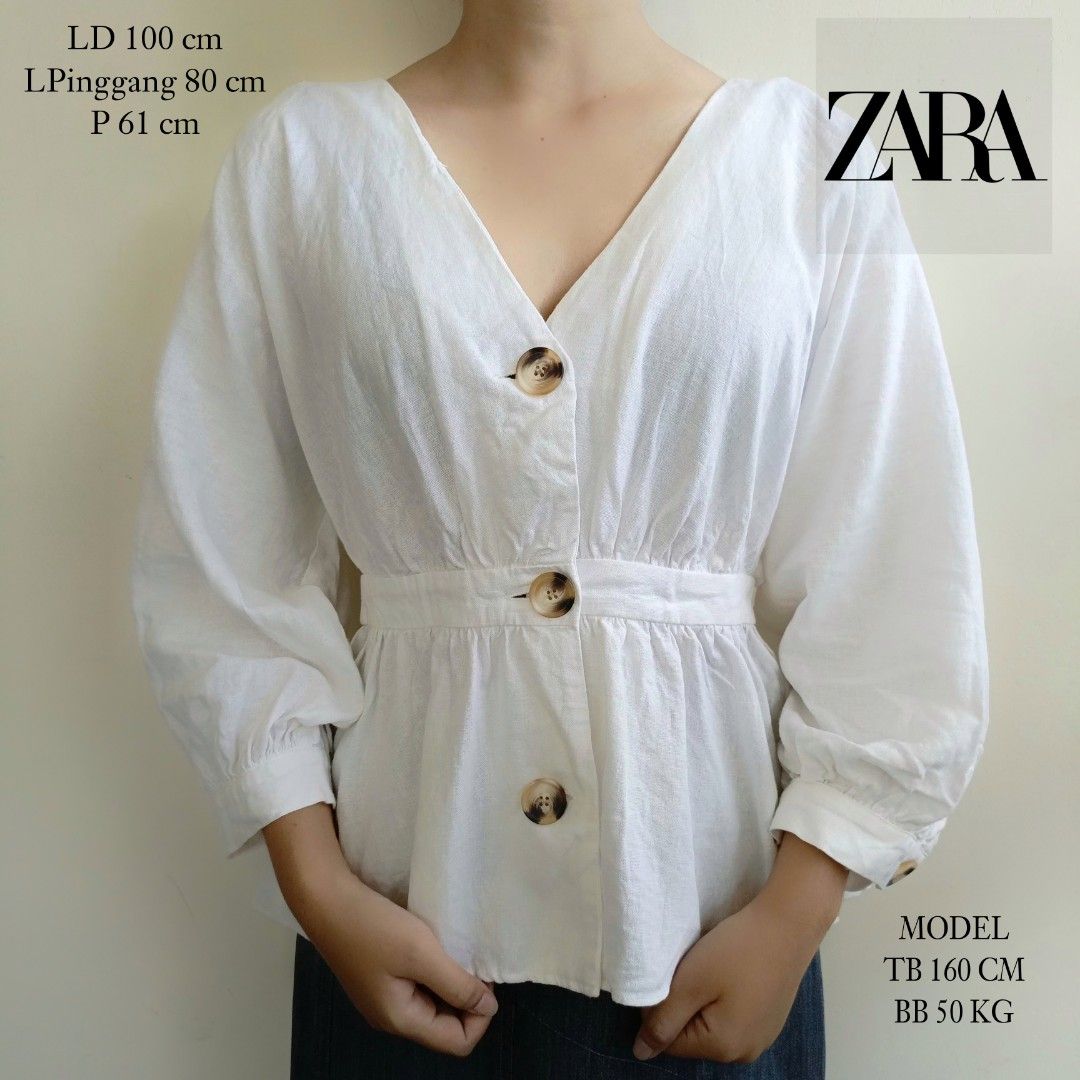 pakaian atasan blouse Zara White Bralette Top