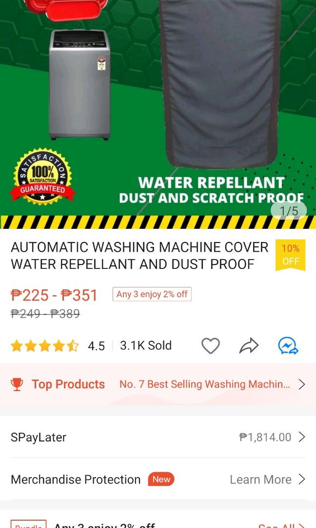 Automatic Washing Machine Cover Water Repellant and Dust Proof (Category: Washing Machines and Dryers) located in Cainta. Submitted by pinzinity_shoppe (Listing ID 1265949633, Image 2). Description: Size: SMALL (6-7kgs) Never been used, binuksan at niladlad lang para makita. Never nasuot sa washing machine mismo, nakatabi lang. * Water Repellant * Thick and Durable Textile * Heavy Duty Materials * Long Lasting Cover * Scratch Resistant * Good Qua