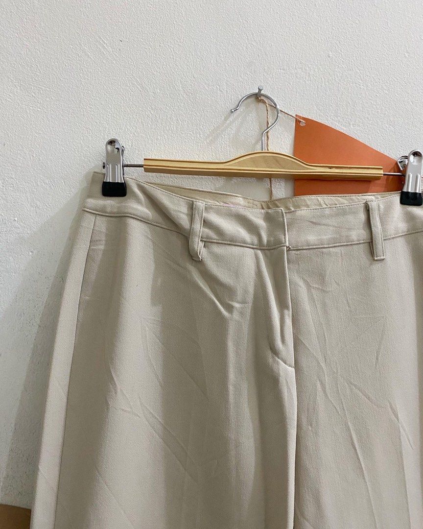 Beige Bootcut Pants