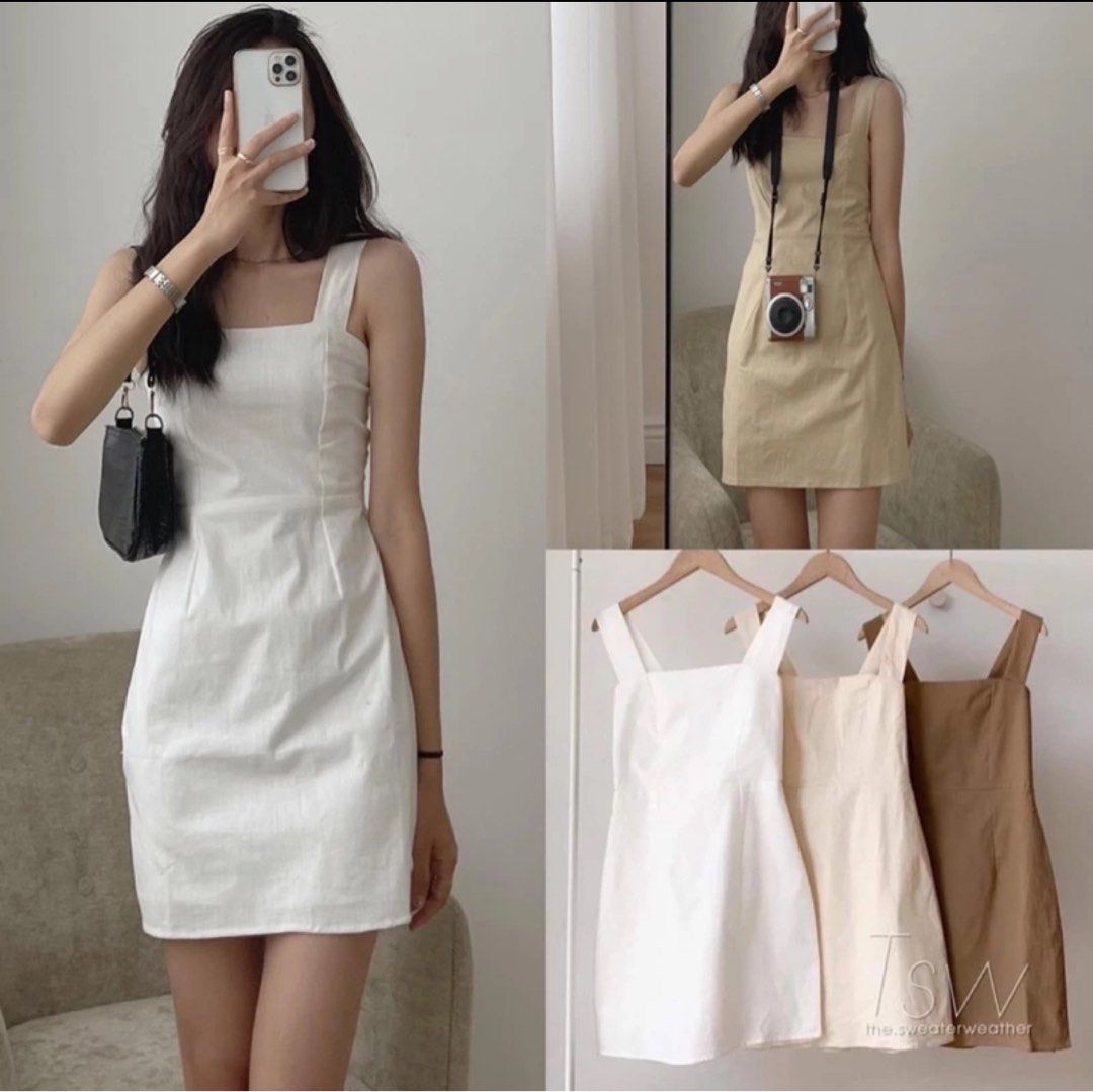 Beige Elastic Midi Dress Women s Fashion Dresses Sets Dresses