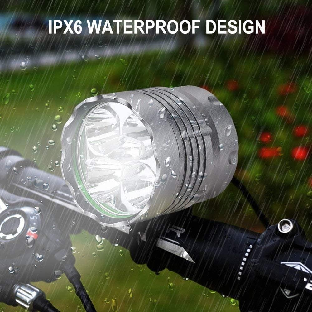 Bike Lights WASAGA 6000 Lumens 5 LED Bicycle Light Waterproof Mountain Bike Front Light with Rechargeable Battery Pack 3 Modes Bicycle Lights Front Headlamp for Cycling Safety Sports Equipment Bicycle...
