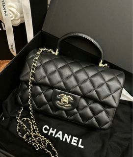 Holy Grail* Chanel Black Mini Rectangular Top Handle Flap Lambskin le