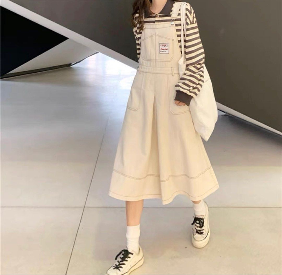 cream overall dress Free Spirit Lace Trim Wide Leg Overalls Oatmeal main image 0