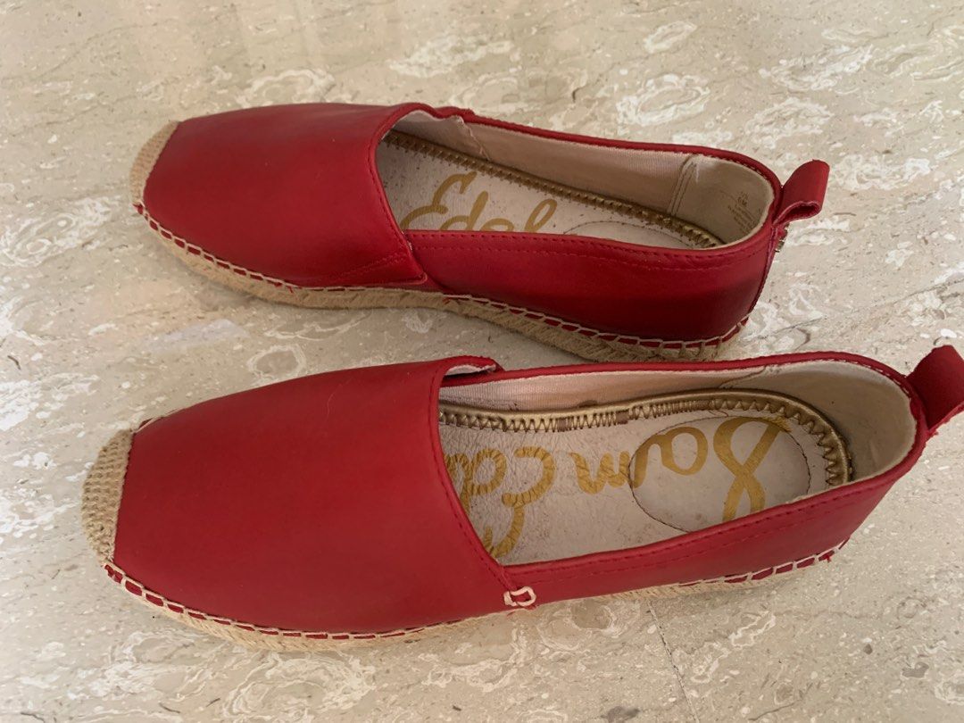 Red new arrivals leather espadrilles