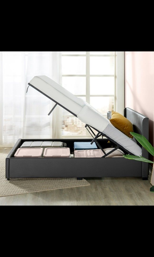 Cheap basic PVC Platform bedframe With Storage For Sale