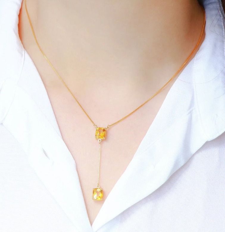 Gold citrine necklace store