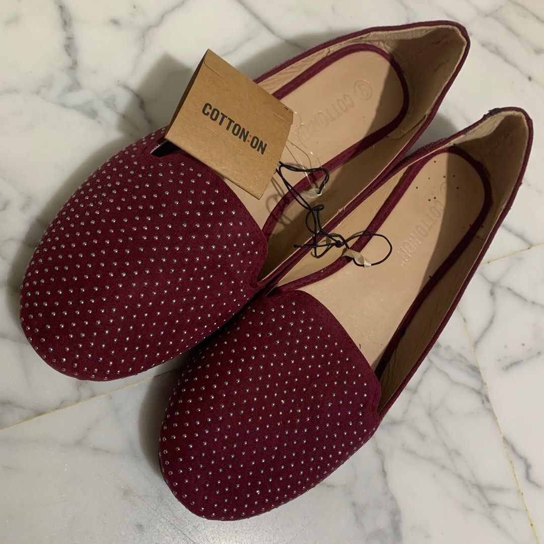 Cotton On Maroon Flats with Studs Size 40