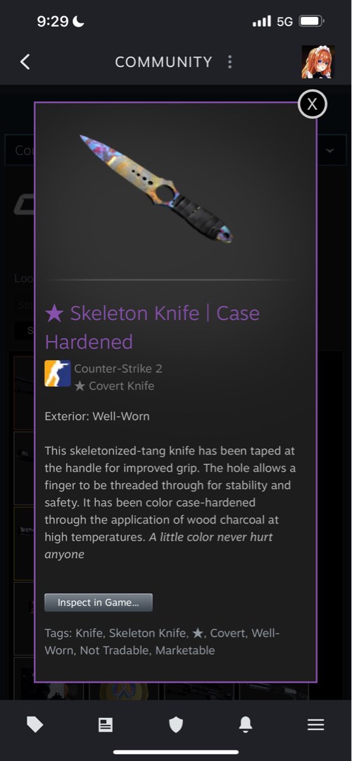 CS2 Skeleton knife Case hardened (WW), Video Gaming, Gaming Accessories