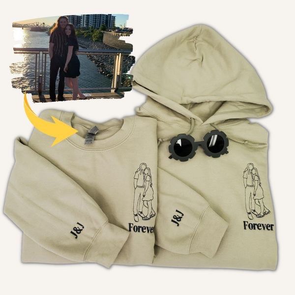 custom couple embroidered by photo outline valentine gift birthday