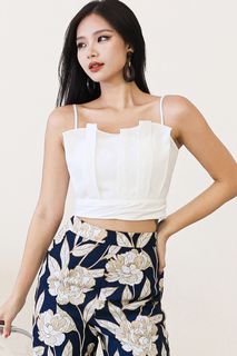 Dear Lyla Aurora Pleated Padded Cami Top (White) Size S *Defect*