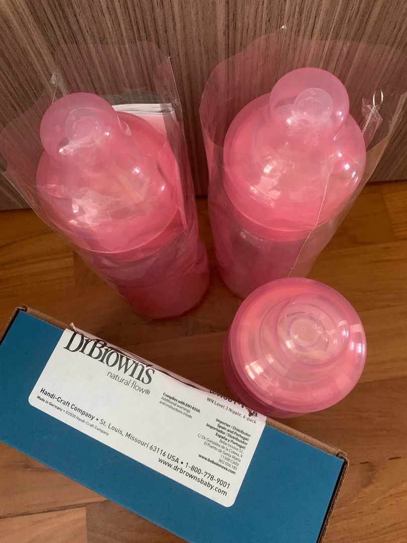 Dr Browns Natural Flow bottles and level 3 nipples, Babies & Kids