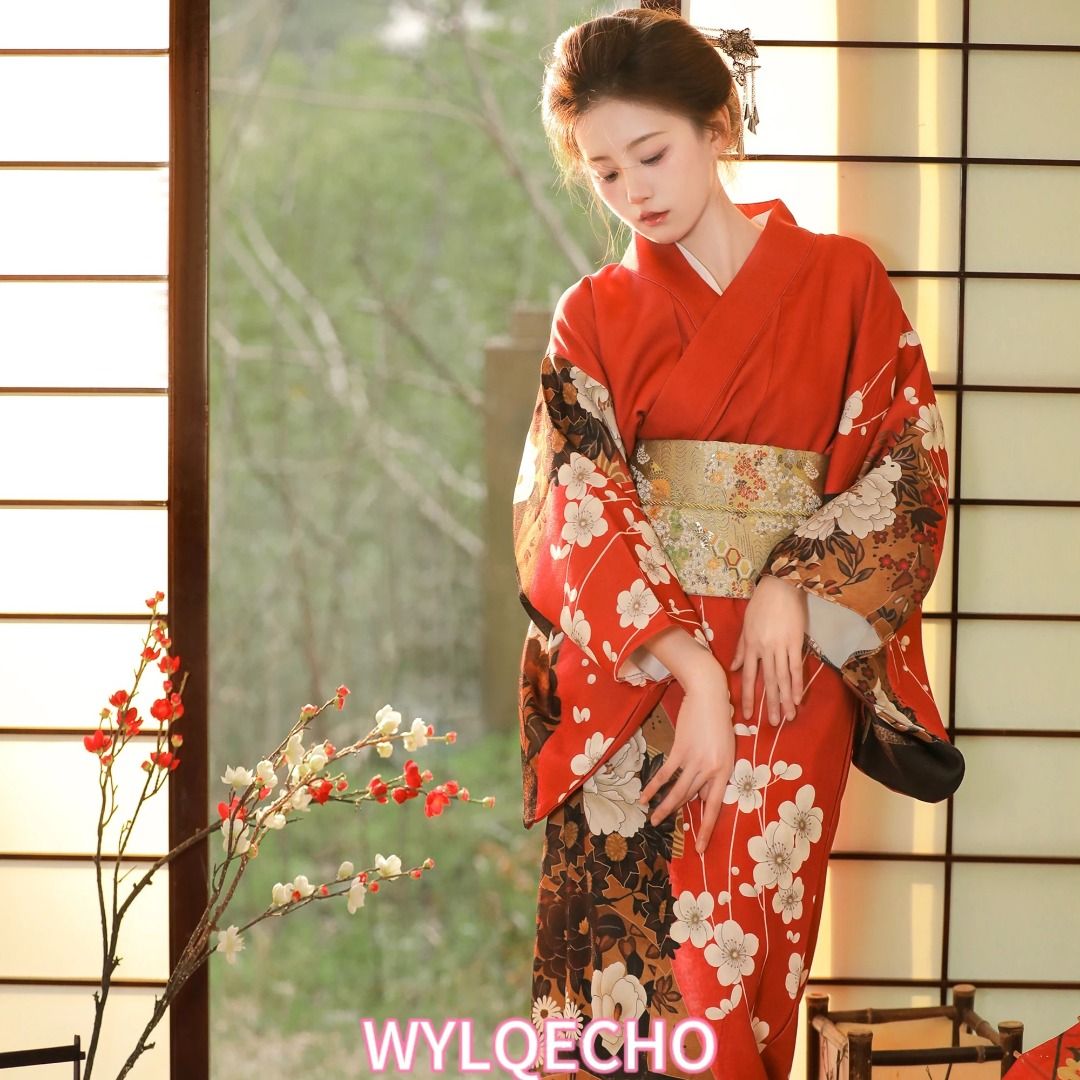 Red kimono cheap style dress