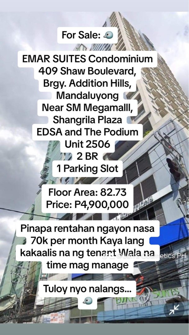 Emar Suites Condo Along Shaw Blvd Mandaluyong 2 Bedroom with parking, Property, For Sale