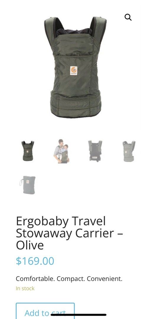 Ergobaby travel hotsell stowaway carrier