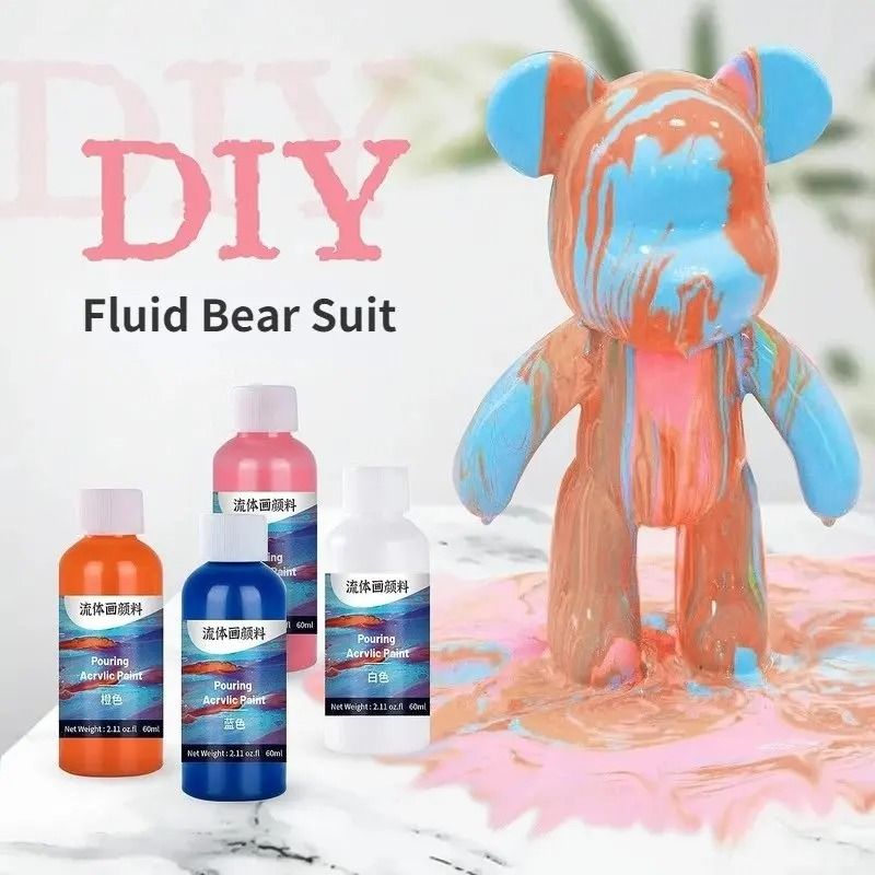 DIY Fluid Bear Sculpture Handmade Bearbrick Doll Toy Violent Bear Graffiti  Paint