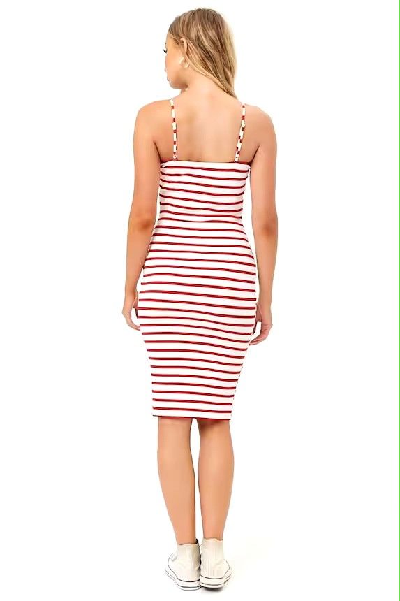 Forever 21 Striped Tie Front Midi Dress