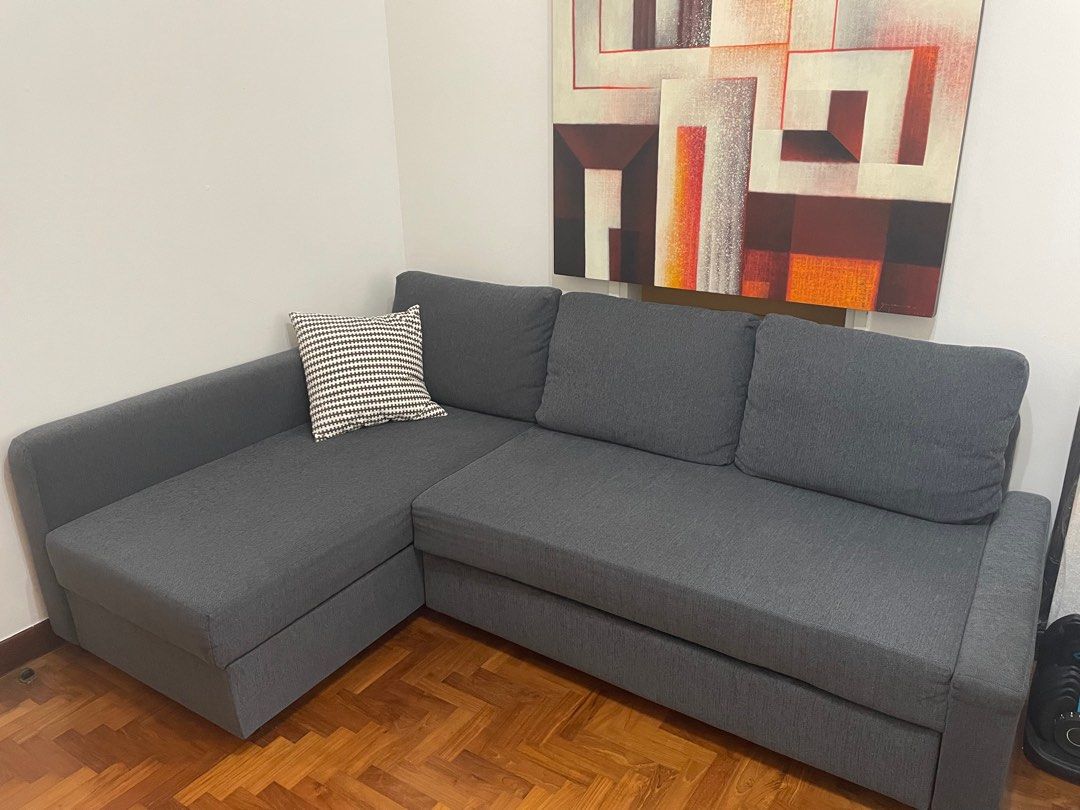 FRIHETEN Corner L Shape sofabed with storage, Hyllie dark grey