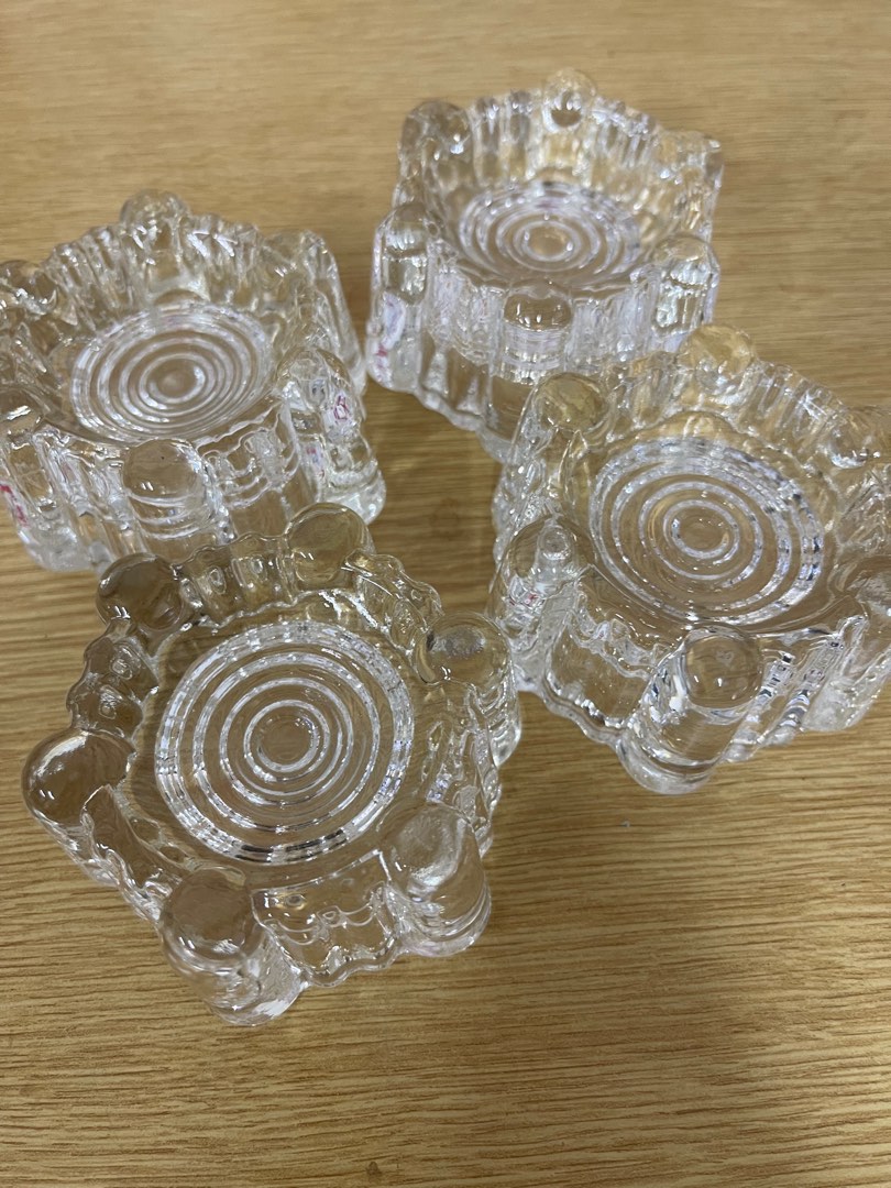 Glass castor cup in sets of 4, Furniture & Home Living, Home Decor