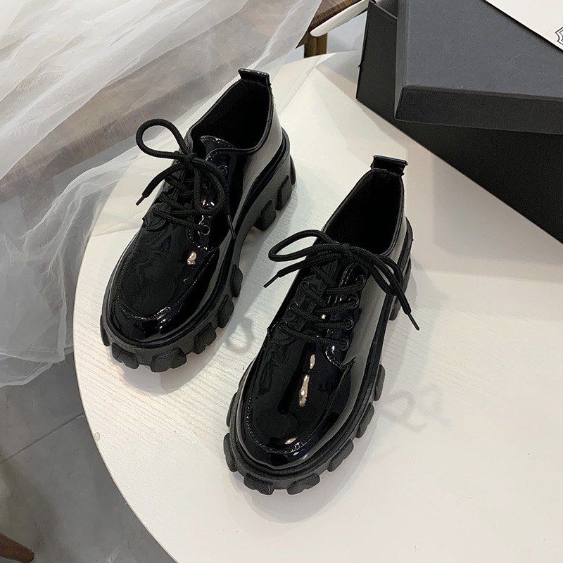 Glossy black shoes Women s Fashion Footwear Sneakers on Carousell
