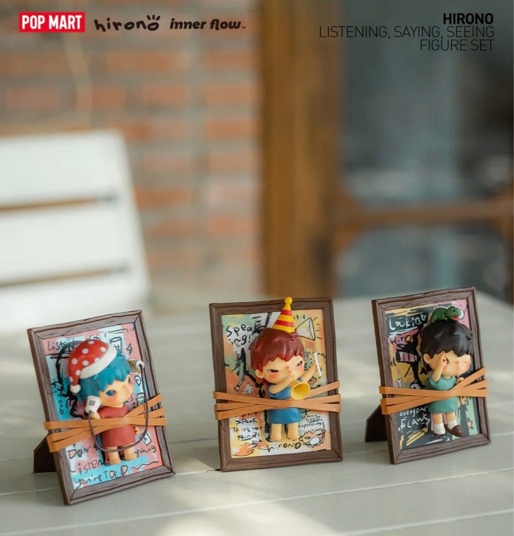HIRONO SEEING SAYING LISTENING POPMART FIGURINE, Hobbies & Toys 