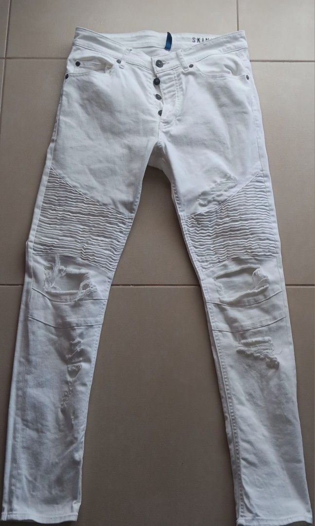 H&m white biker jeans 2025