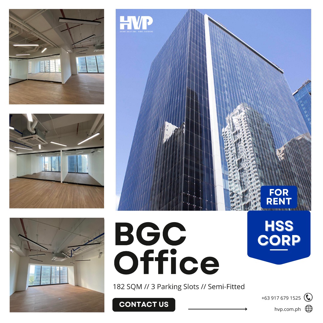 HSS Corporate Plaza BGC Office Space For Rent, 182sqm (Available by Jan
