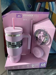 Hydrapeak Voyager 40oz Tumbler with Handle and Straw Cotton Pink