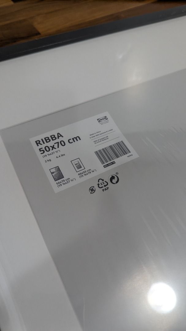 Used IKEA RIBBA Photo Frame (Black) 50x70cm, Furniture & Home Living, Home Decor, Frames