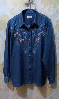 Kemeja jeans bordir premium
