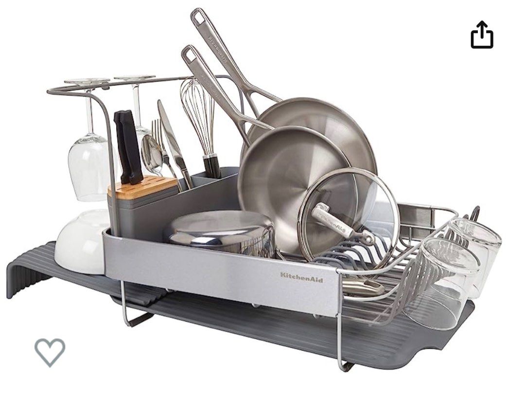 KitchenAid Full Size Expandable DishDrying Rack, 24Inch, Charcoal