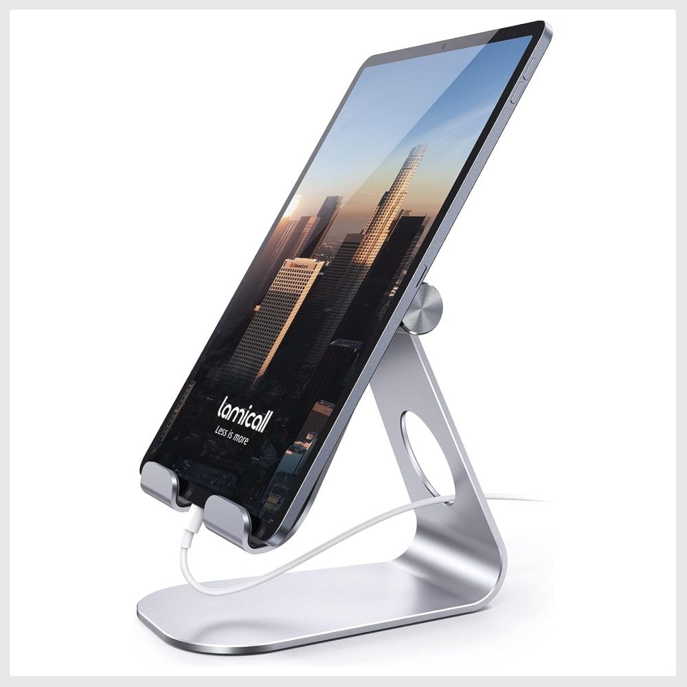 Lamicall Tablet Stand Adjustable, Tablet Stand - Desktop Stand Holder Dock  Compatible with Tablet Such as iPad Pro 9.7, 10.5, 12.9 Air Mini 4 3 2,  Nexus, Tab (4-13), Silver, Mobile Phones