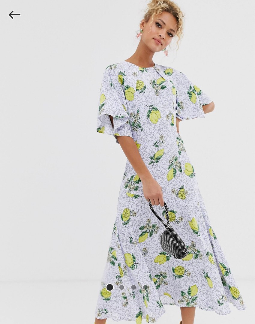 Fully Never Dressed Lemon Print Midi Dress, Women's Fashion, Dresses ...