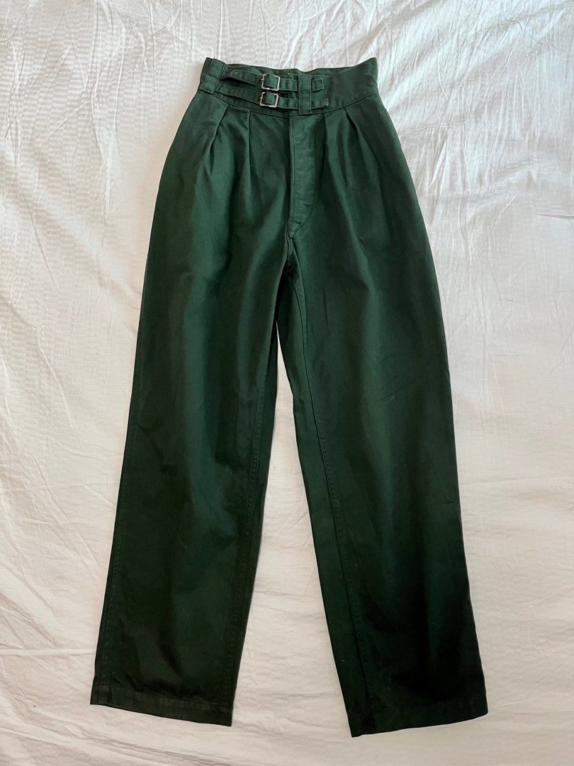 LENO 日本製DOUBLE BELTED GURKHA TROUSERS - KHAKI, 女裝, 褲＆半截裙