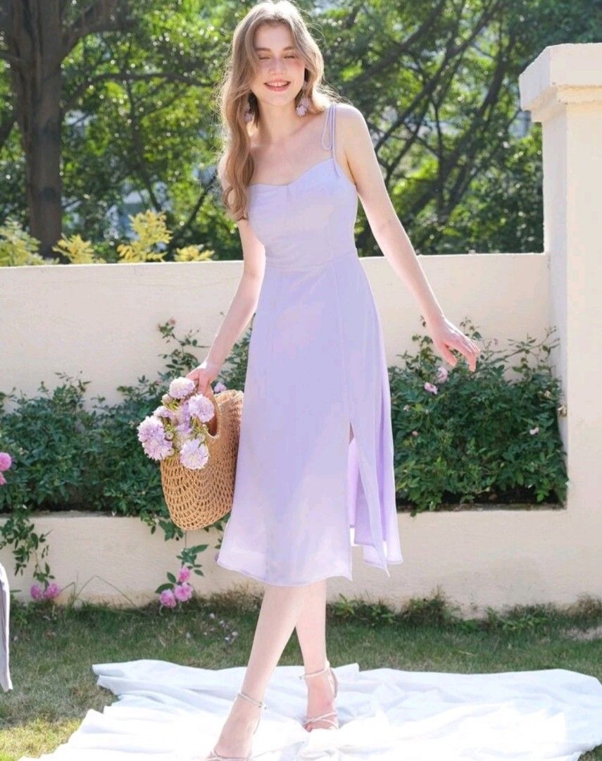Lavender spaghetti new arrivals strap dress