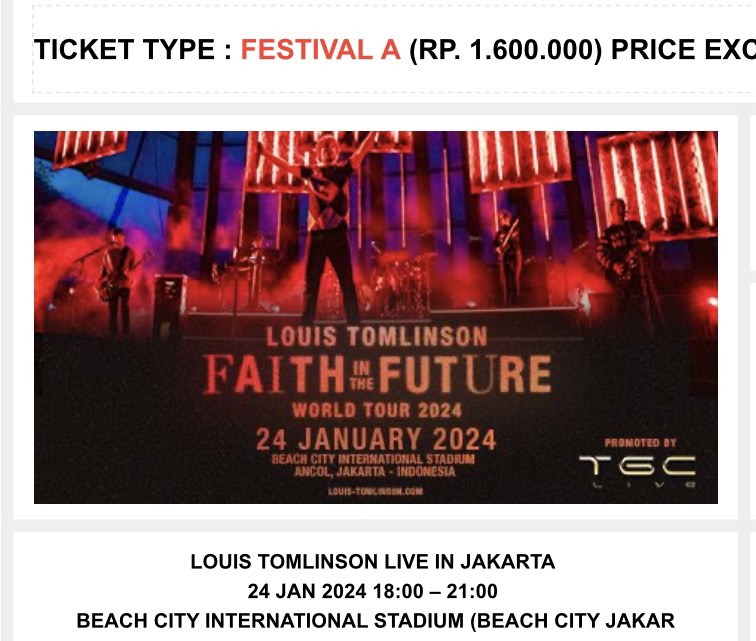 Louis Tomlinson FITF Jakarta, Tickets & Vouchers, Event Tickets on