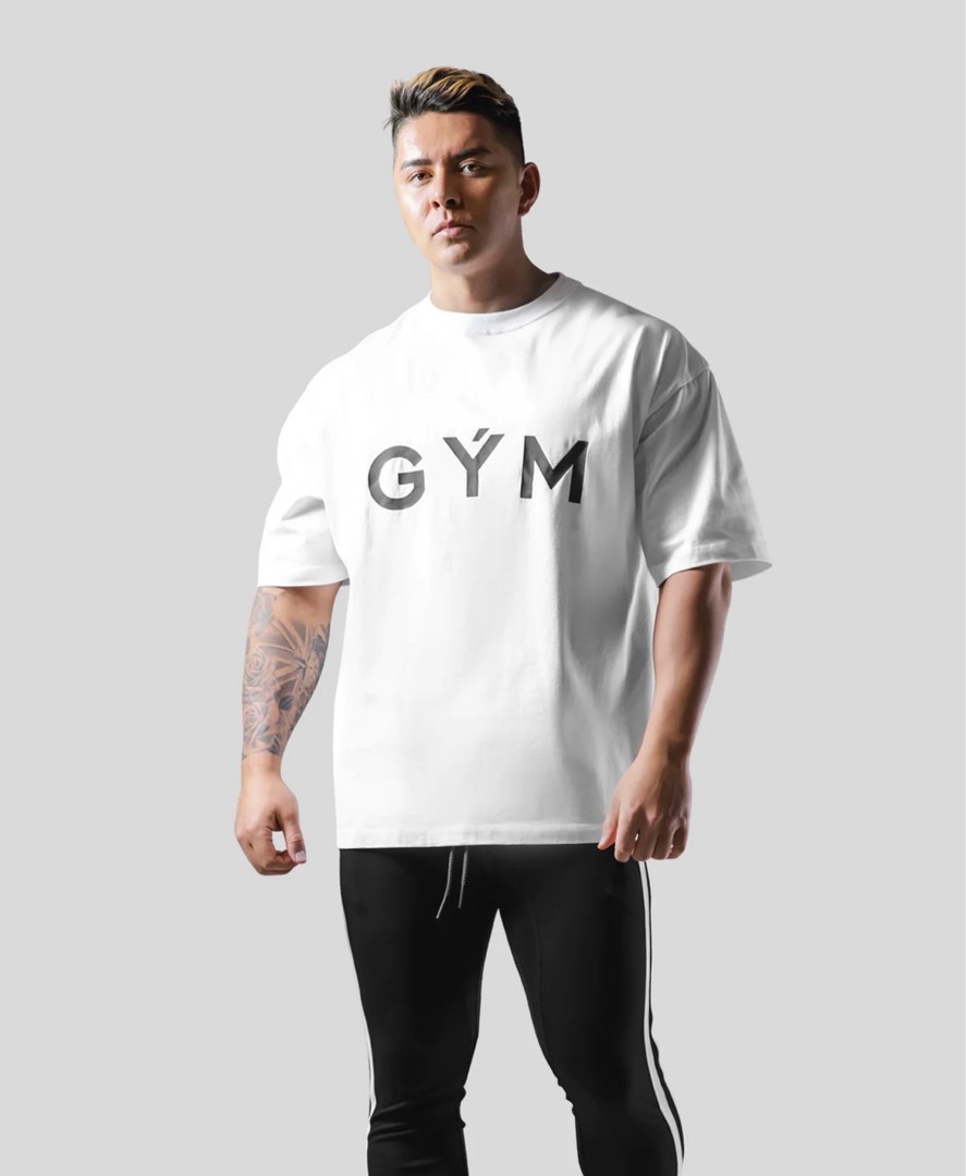 LYFT Brand new WHITE GYM Big Tshirt (directly from Japan), Men's