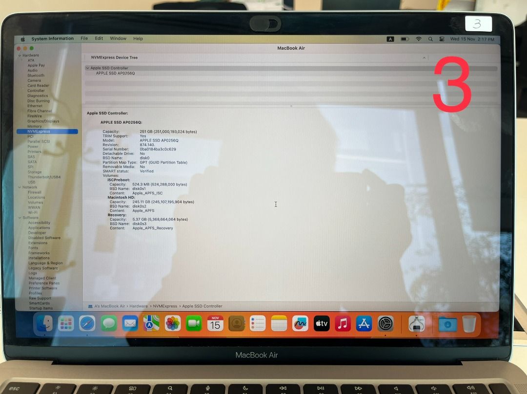 殿堂 MacBook AIR(M1.2020)251GB - ノートPC
