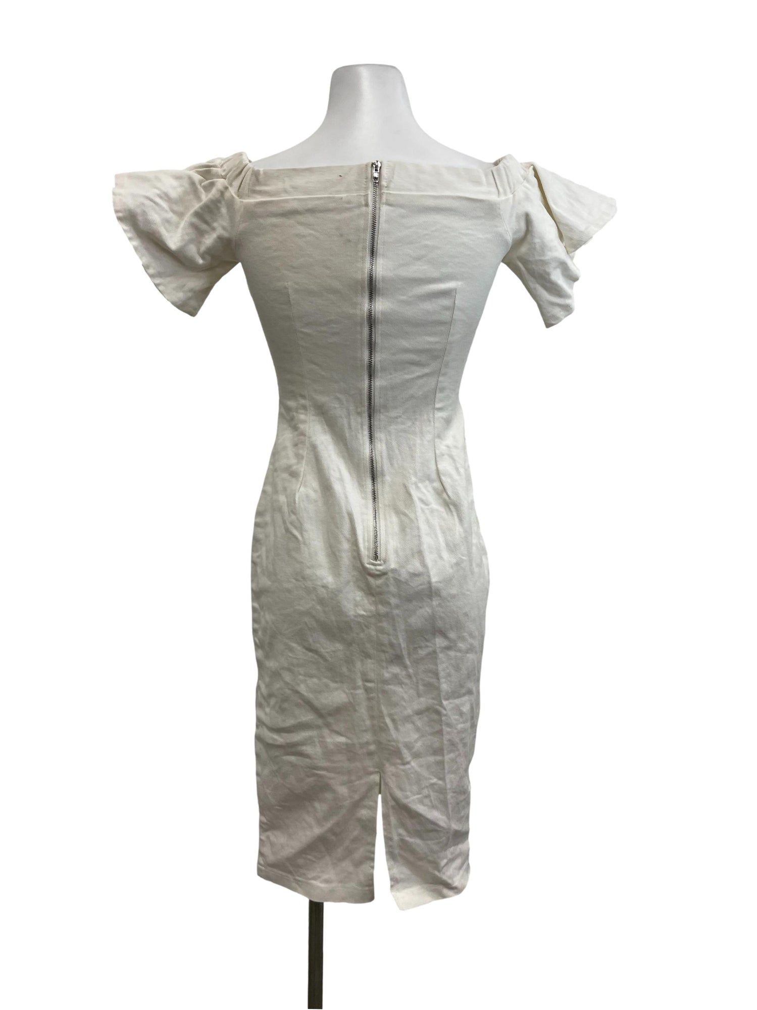 White denim off the shoulder dress hotsell