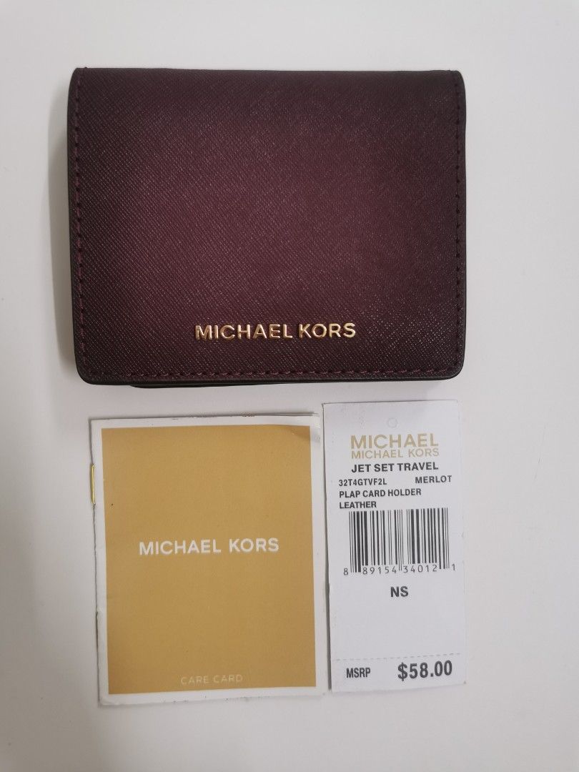 Michael Kors Jet Set travel Flap Short Wallet Merlot Saffiano