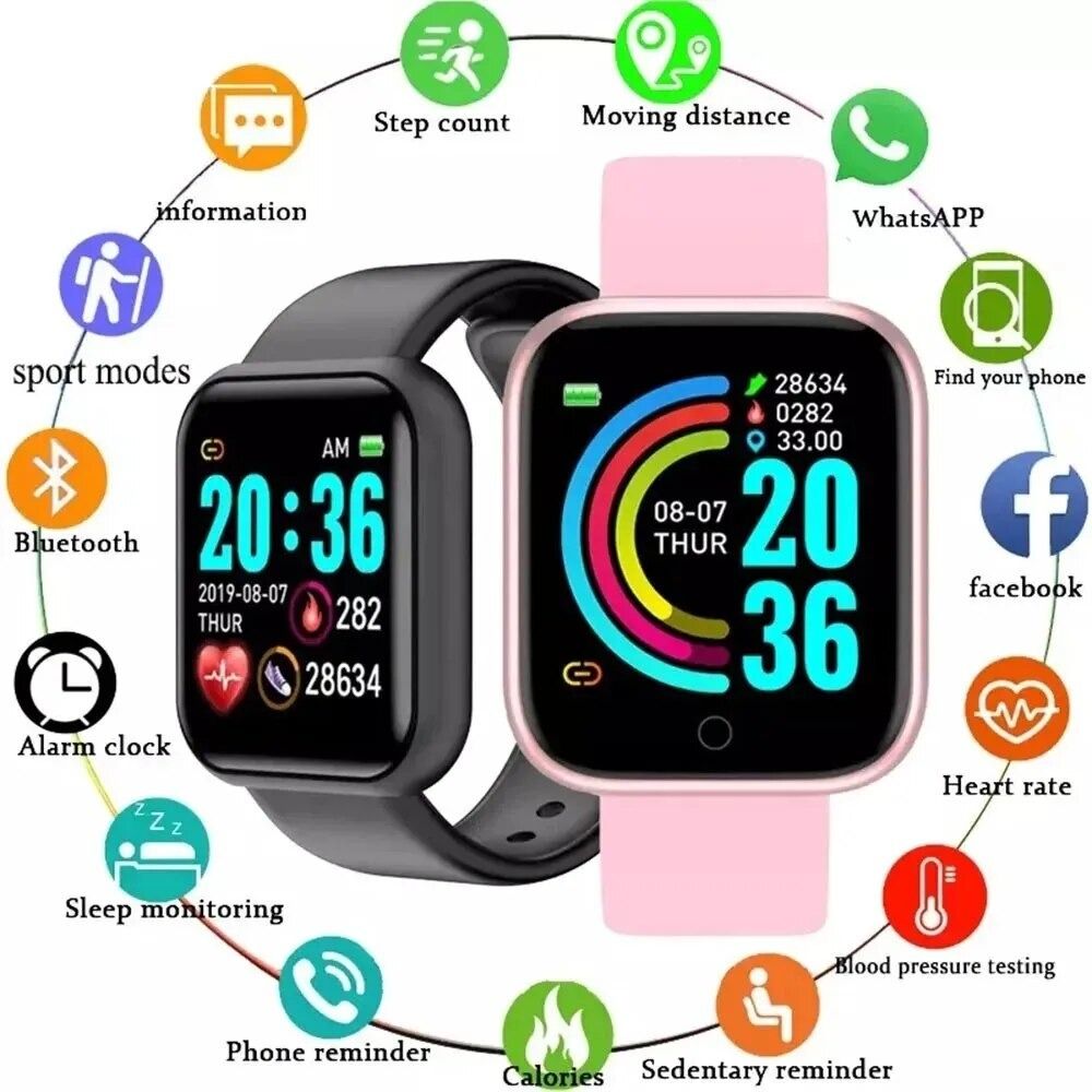Multifunctional Smart Watch Men Women Bluetooth Connected Phone Music Fitness Sports Bracelet Sleep Monitor Y68 Smartwatch D20 Carousell