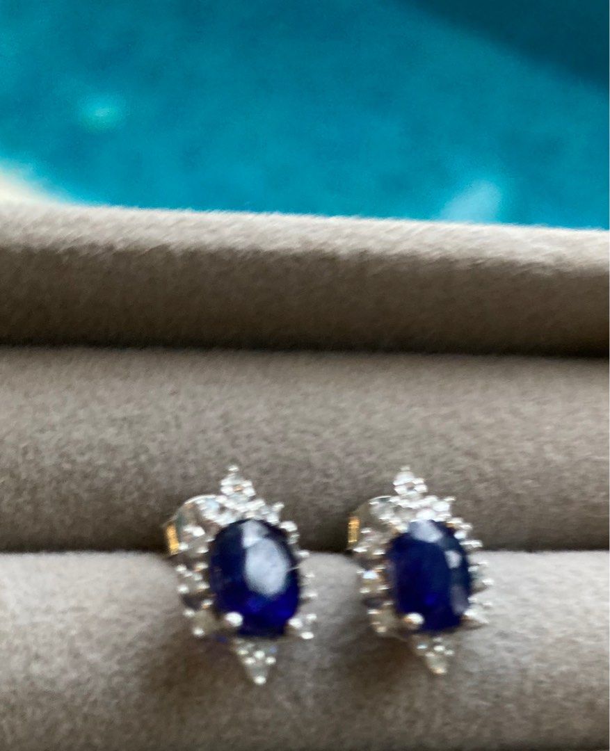 Genuine blue discount sapphire stud earrings