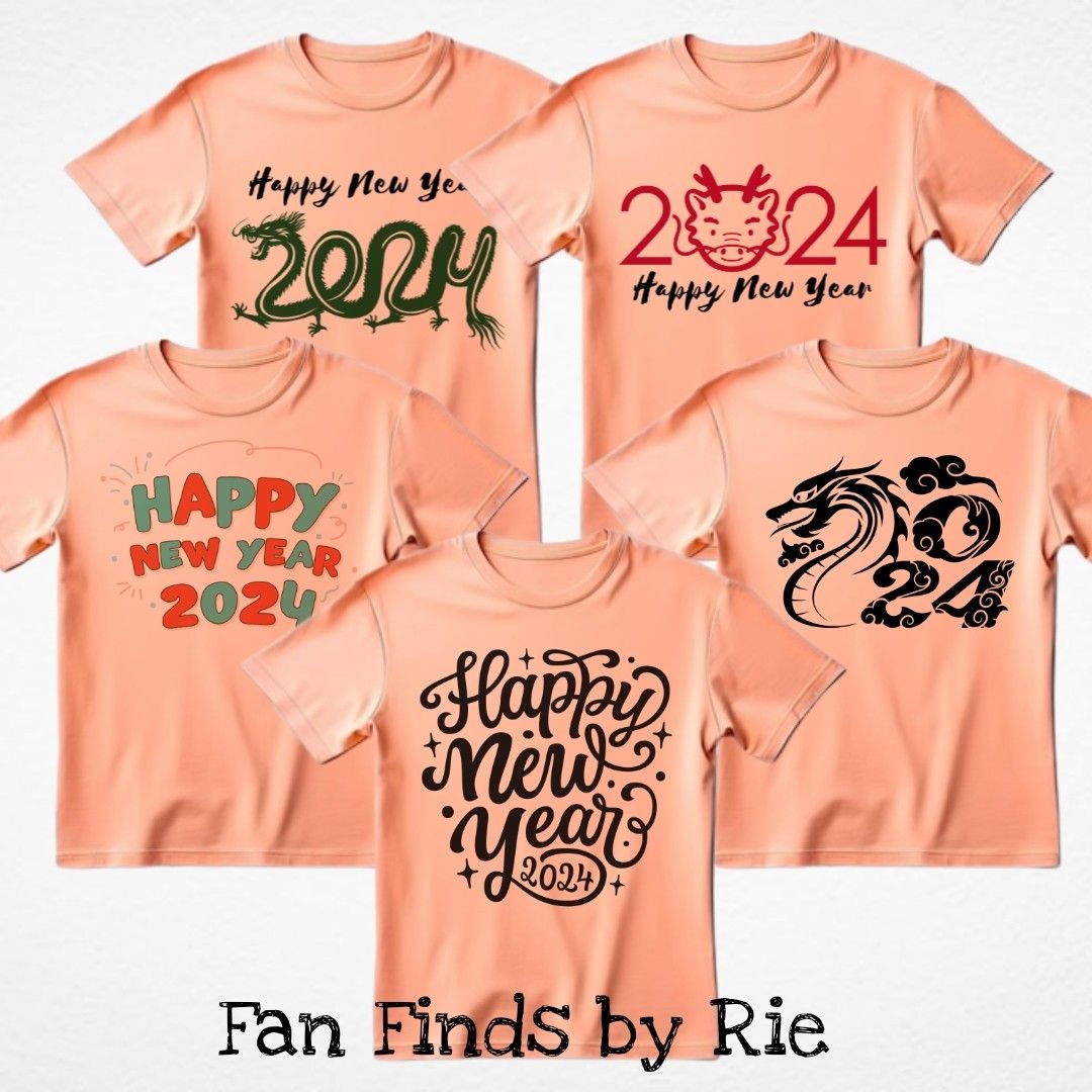 New Year 2024 Family Shirt Family Reunion Tshirt Apricot Crush color
