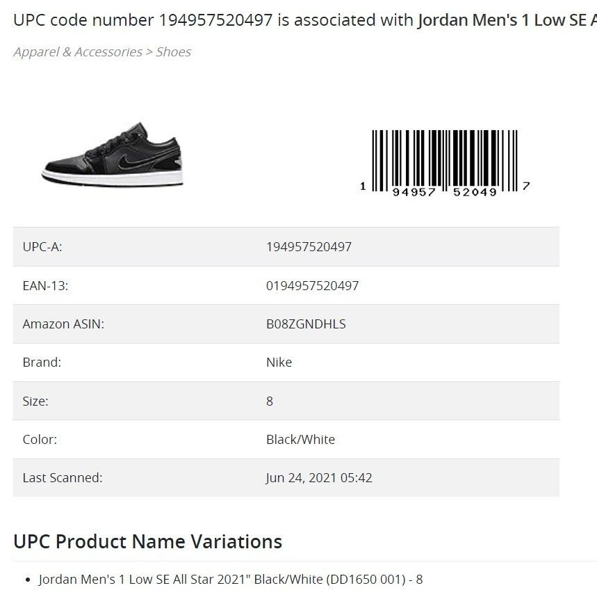Nike Air Jordan 1 Low SE ASW All-Star Black, Fesyen Pria, Sepatu