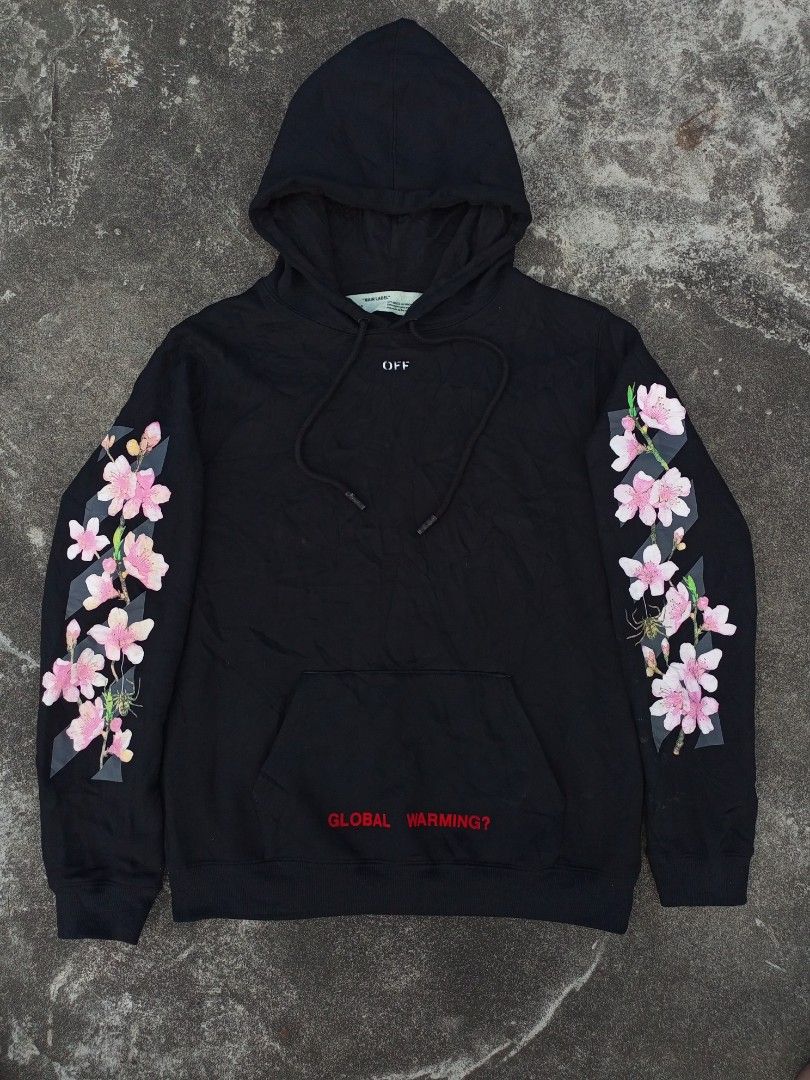 OFF WHITE GLOBAL WARMING CHERRY BLOSSOM HOODIE Men s Fashion