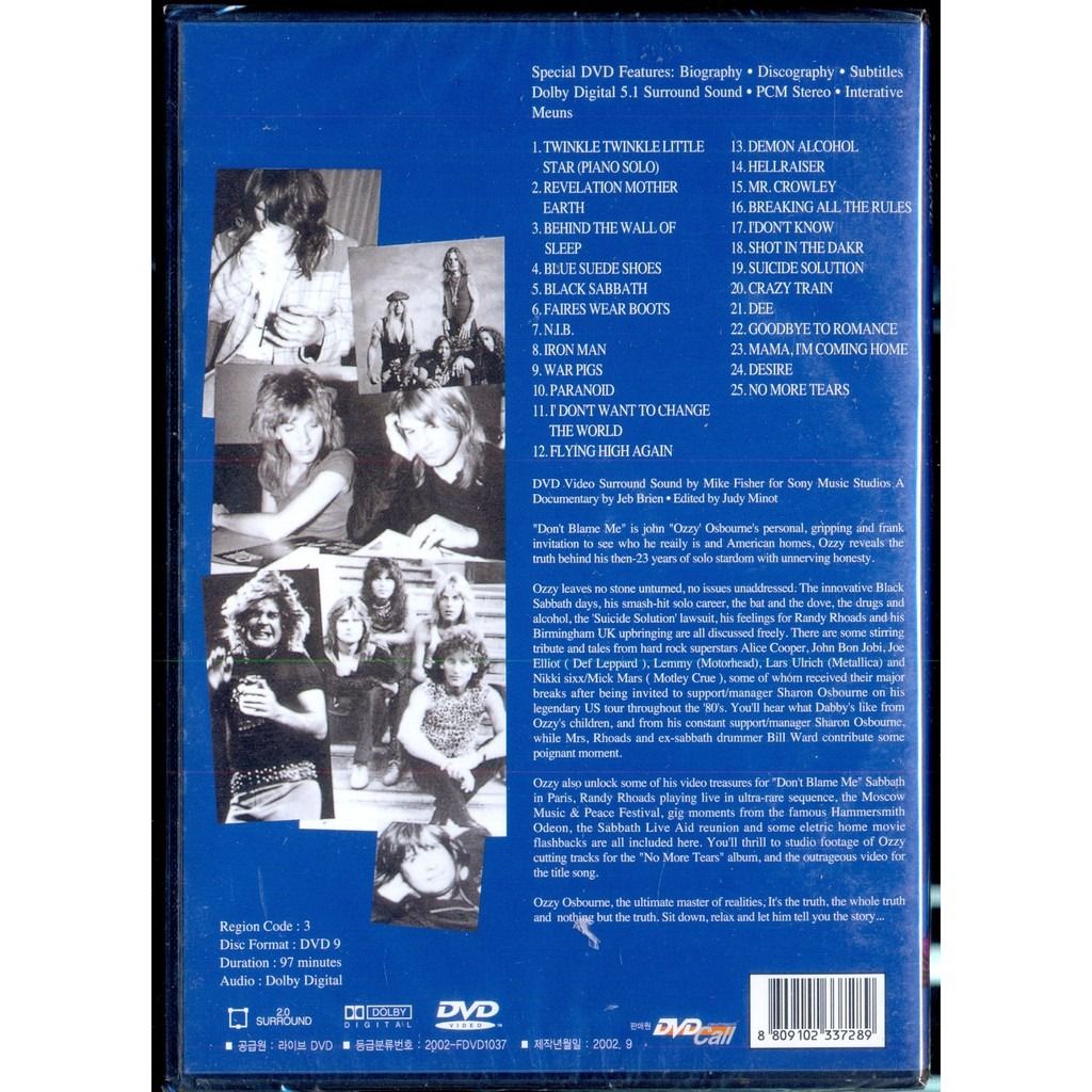 ozzy osbourne dont blame me dvd