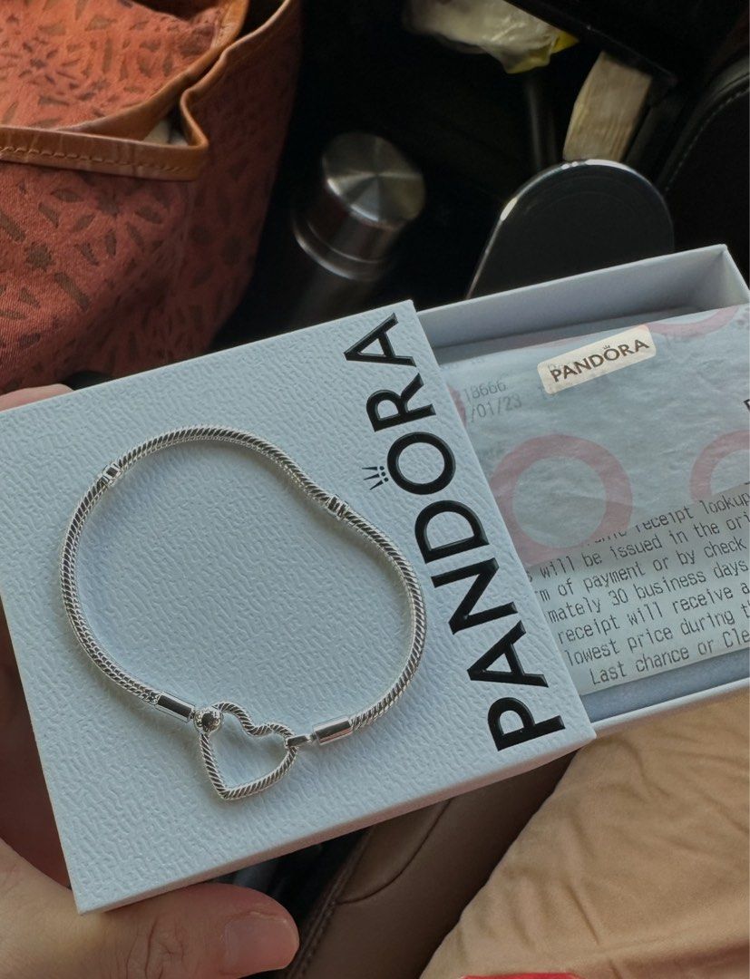 Pandora Moments Heart Closure Snake Chain Bracelet