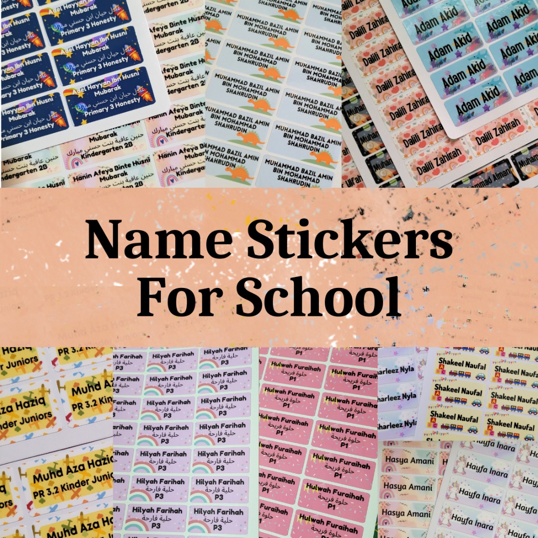 Personalised Name Stickers, Waterproof, Hobbies & Toys, Stationery
