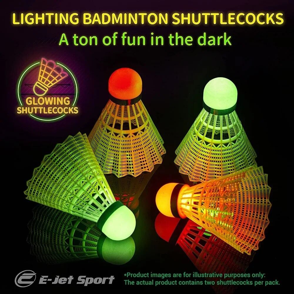 Portable Badminton Net Set, Rackets LED Lightnin Shuttlecocks Combo Set ...