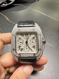 Cartier santos diamond watch sale price