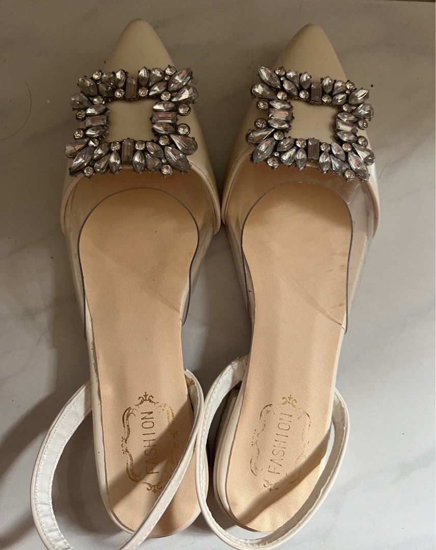 Gold rhinestone cheap flats